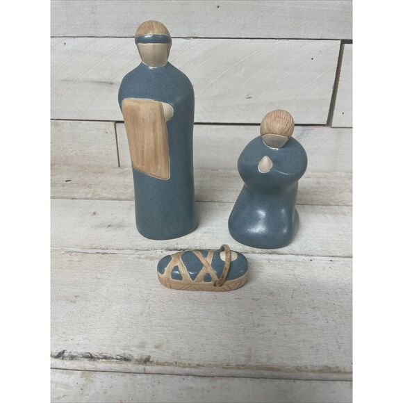 Jack Black 1987Pottery Rare 3 Piece Nativity Mary Joseph Baby Jesus Fast Ship